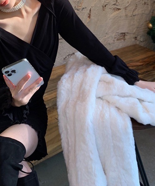 gossip！ロサンゼルス（ゴシップロサンゼルス）の「YUGA　Vネックショートコート（ノーカラージャケット・レディース・ホワイト・M/L）」の9枚目の写真