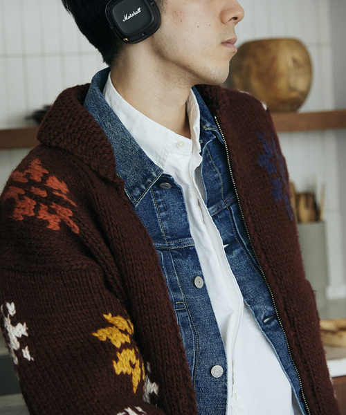 JOURNAL STANDARD relume（ジャーナルスタンダード　レリューム）の「【FROSTPROOF / フロストプルーフ】別注 POLAR BEAR  カーディガン（カーディガン/ボレロ・メンズ・ボルドー/アイボリー・MEDIUM/LARGE）」の3枚目の写真