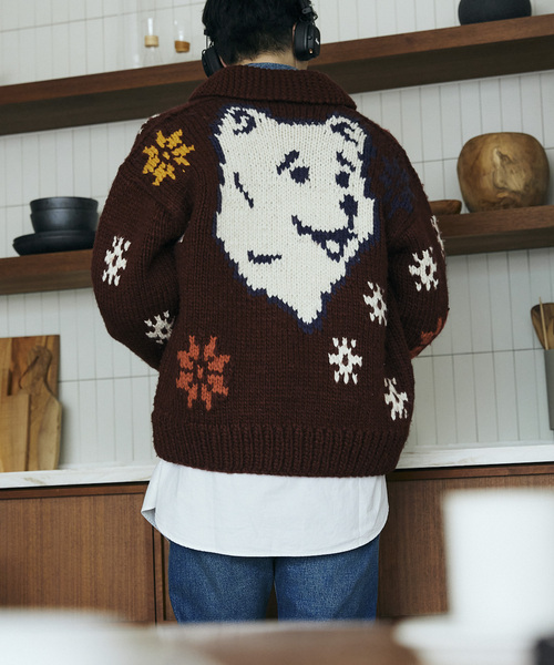 JOURNAL STANDARD relume（ジャーナルスタンダード　レリューム）の「【FROSTPROOF / フロストプルーフ】別注 POLAR BEAR  カーディガン（カーディガン/ボレロ・メンズ・ボルドー/アイボリー・MEDIUM/LARGE）」の4枚目の写真