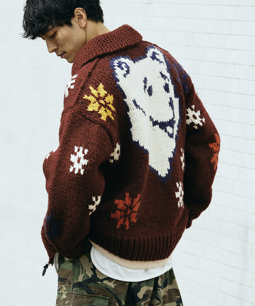 JOURNAL STANDARD relume（ジャーナルスタンダード　レリューム）の「【FROSTPROOF / フロストプルーフ】別注 POLAR BEAR  カーディガン（カーディガン/ボレロ・メンズ・ボルドー/アイボリー・MEDIUM/LARGE）」の11枚目の写真