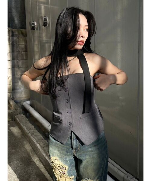 EVRIS（エヴリス）の「コルセットトップス【セットアップ着用可能】（キャミソール・レディース・ブラック/グレー/ピンク・FREE）」の10枚目の写真