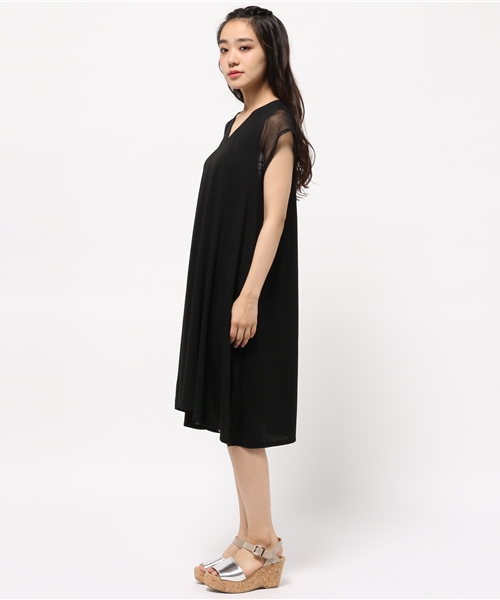 mystic（ミスティック）の「袖メッシュワンピース（ワンピース・レディース・グレー/ブルー/ブラック・ﾌﾘ-）」の5枚目の写真