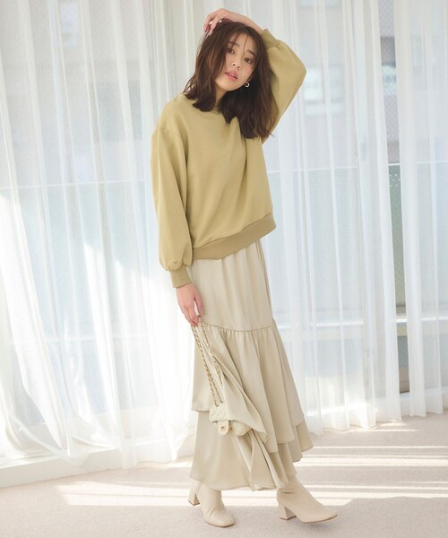 【セール】【セットアイテム】裏毛プルオーバー×ランダムプリーツ スカート（セットアップ）｜Feroux（フェルゥ）