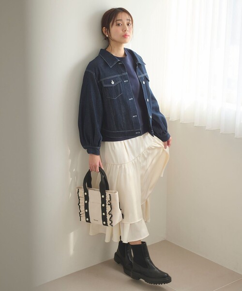 Feroux（フェルゥ）の「【セットアイテム】裏毛プルオーバー×ランダムプリーツ スカート（セットアップ・レディース・ネイビー系/ベージュ系・1/2）」の9枚目の写真