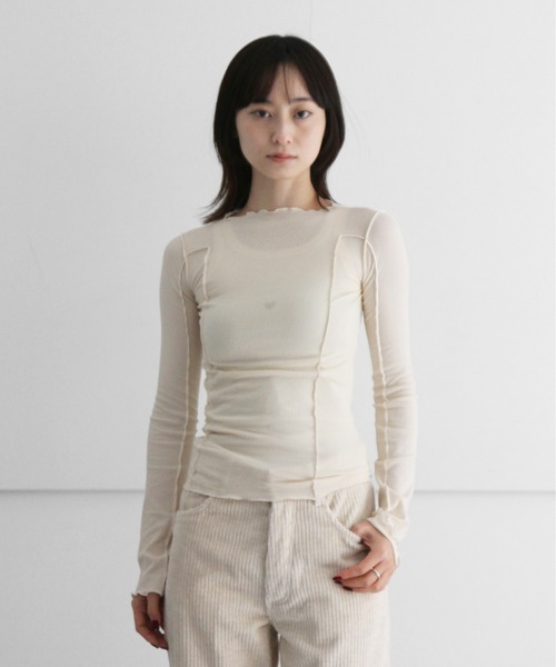 BASERANGE(ベースレンジ)の「BASERANGE Omato long sleeve(Tシャツ/カットソー・レディース・オフホワイト/ブラック・SMALL/X-SMALL)」の1枚目の写真