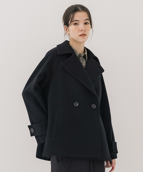 PUBLIC TOKYO（パブリックトウキョウ）の「【PUBLIC TOKYO/パブリックトウキョウ】ショートジャケットコート（ピーコート・レディース・ブラウン/アイボリー/ブラック/ブルー・FREE）」の12枚目の写真