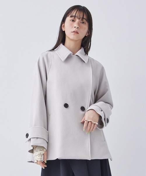 PUBLIC TOKYO（パブリックトウキョウ）の「【PUBLIC TOKYO/パブリックトウキョウ】ショートジャケットコート（ピーコート・レディース・ブラウン/アイボリー/ブラック/ブルー・FREE）」の11枚目の写真