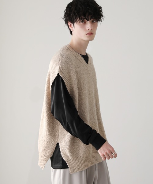 ASTRONOMY(アストロノミー)の「ブークレVネックニットベスト(ベスト・メンズ・ブラック/ブルー/チャコール/ライトベージュ・L/M)」の22枚目の写真