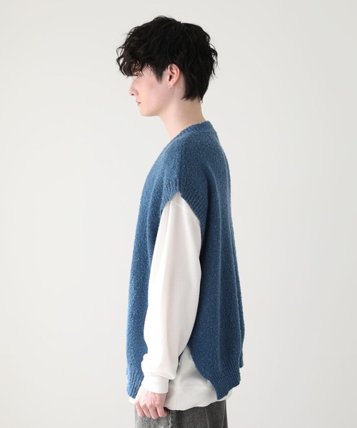 ASTRONOMY(アストロノミー)の「ブークレVネックニットベスト(ベスト・メンズ・ブラック/ブルー/チャコール/ライトベージュ・L/M)」の10枚目の写真