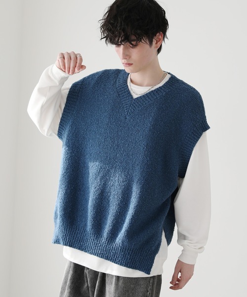 ASTRONOMY(アストロノミー)の「ブークレVネックニットベスト(ベスト・メンズ・ブラック/ブルー/チャコール/ライトベージュ・L/M)」の16枚目の写真