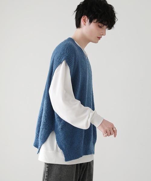 ASTRONOMY(アストロノミー)の「ブークレVネックニットベスト(ベスト・メンズ・ブラック/ブルー/チャコール/ライトベージュ・L/M)」の15枚目の写真