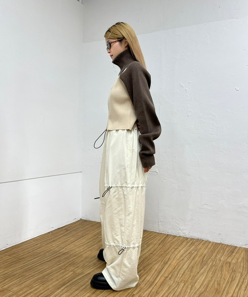 WHO'S WHO gallery(フーズフーギャラリー)の「ドロストデザインパンツ(スラックス・レディース・オフホワイト/シルバー/ブラック/ライトグレー・FREE)」の6枚目の写真