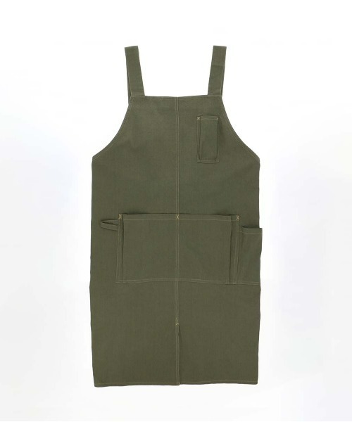 NAIGAI(ナイガイ)の「HOUSE WEAR STUDIO メンズ オックスワッシャー無地 後ボタン H型 ワークエプロン 70372090(エプロン・メンズ・カーキ/レンガ/ダークブルー・FREE)」の2枚目の写真