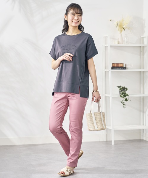BELLUNA PLUS(ベルーナ)の「汗ジミ対策!切替デザインロゴプルオーバー(Tシャツ/カットソー・レディース・オフホワイト/ブルー/チャコール/カーキ系・X-LARGE/SMALL/MEDIUM/LARGE)」の12枚目の写真