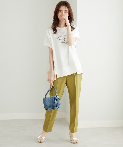 BELLUNA PLUS(ベルーナ)の「汗ジミ対策!切替デザインロゴプルオーバー(Tシャツ/カットソー・レディース・オフホワイト/ブルー/チャコール/カーキ系・X-LARGE/SMALL/MEDIUM/LARGE)」の8枚目の写真
