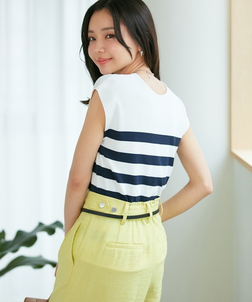 VIS（ビス）の「【前後2WAY】美人スリーブニットプルオーバー【UVケア・接触冷感・洗える】（ニット/セーター・レディース・ブラウン/ホワイト系その他/キナリ/グリーン・FREE）」の19枚目の写真