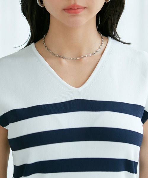 VIS（ビス）の「【前後2WAY】美人スリーブニットプルオーバー【UVケア・接触冷感・洗える】（ニット/セーター・レディース・ブラウン/ホワイト系その他/キナリ/グリーン・FREE）」の14枚目の写真