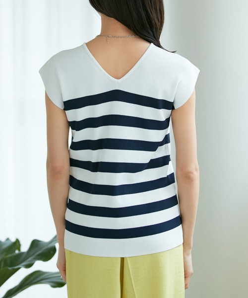 VIS（ビス）の「【前後2WAY】美人スリーブニットプルオーバー【UVケア・接触冷感・洗える】（ニット/セーター・レディース・ブラウン/ホワイト系その他/キナリ/グリーン・FREE）」の18枚目の写真