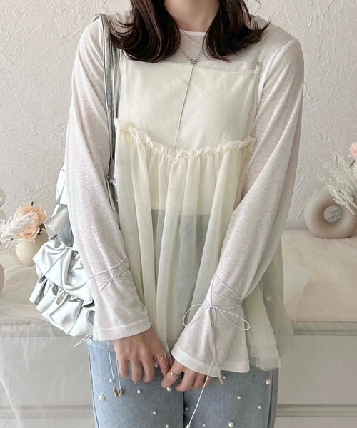 apres jour clair（アプレジュールクレア）の「【apres jour clair】チュールキャミソール【ZOZOTOWN限定アイテム】（キャミソール・レディース・ブラック/アイボリー/グレー・フリー/X-LARGE）」の19枚目の写真