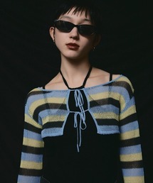 led.tokyo | 【led.tokyo】2WAYシアーボーダーカーディガン(Tシャツ/カットソー)
