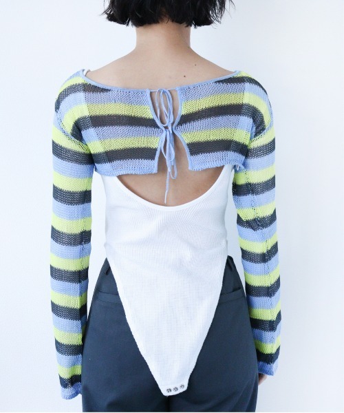 led.tokyo（レッドトウキョウ）の「【led.tokyo】2WAYシアーボーダーカーディガン（Tシャツ/カットソー・レディース・ピンク/ブルー・FREE）」の11枚目の写真