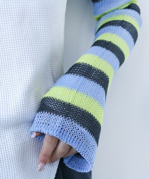 led.tokyo（レッドトウキョウ）の「【led.tokyo】2WAYシアーボーダーカーディガン（Tシャツ/カットソー・レディース・ピンク/ブルー・FREE）」の20枚目の写真