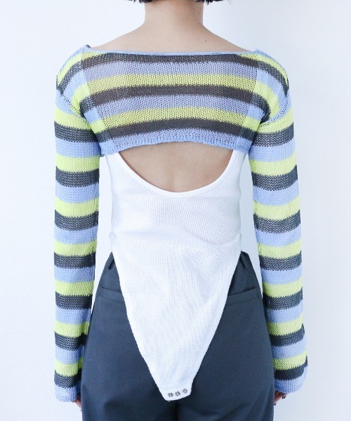 led.tokyo（レッドトウキョウ）の「【led.tokyo】2WAYシアーボーダーカーディガン（Tシャツ/カットソー・レディース・ピンク/ブルー・FREE）」の8枚目の写真