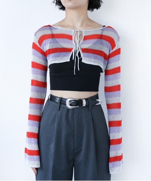 led.tokyo（レッドトウキョウ）の「【led.tokyo】2WAYシアーボーダーカーディガン（Tシャツ/カットソー・レディース・ピンク/ブルー・FREE）」の15枚目の写真