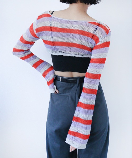 led.tokyo（レッドトウキョウ）の「【led.tokyo】2WAYシアーボーダーカーディガン（Tシャツ/カットソー・レディース・ピンク/ブルー・FREE）」の18枚目の写真