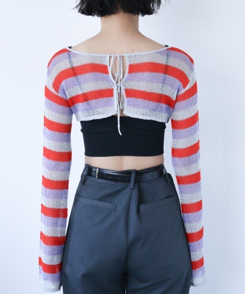 led.tokyo（レッドトウキョウ）の「【led.tokyo】2WAYシアーボーダーカーディガン（Tシャツ/カットソー・レディース・ピンク/ブルー・FREE）」の14枚目の写真