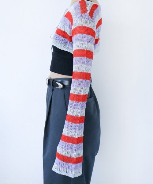 led.tokyo（レッドトウキョウ）の「【led.tokyo】2WAYシアーボーダーカーディガン（Tシャツ/カットソー・レディース・ピンク/ブルー・FREE）」の13枚目の写真