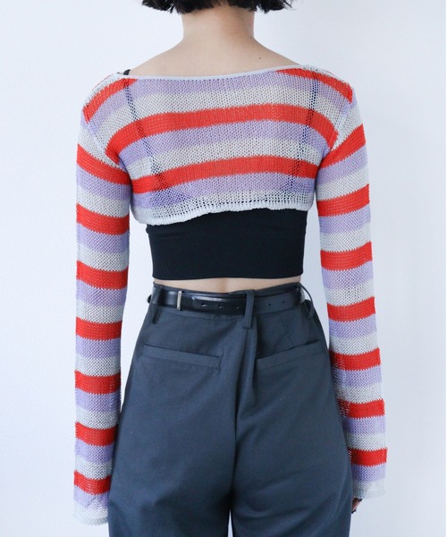 led.tokyo（レッドトウキョウ）の「【led.tokyo】2WAYシアーボーダーカーディガン（Tシャツ/カットソー・レディース・ピンク/ブルー・FREE）」の17枚目の写真