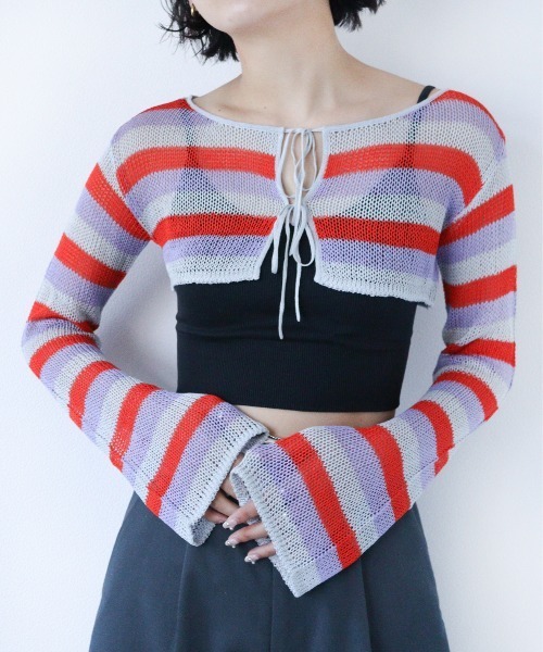 led.tokyo（レッドトウキョウ）の「【led.tokyo】2WAYシアーボーダーカーディガン（Tシャツ/カットソー・レディース・ピンク/ブルー・FREE）」の22枚目の写真