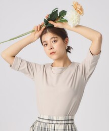 ◆一枚でもレイヤードでも お袖ロールアップ5分袖Tシャツ