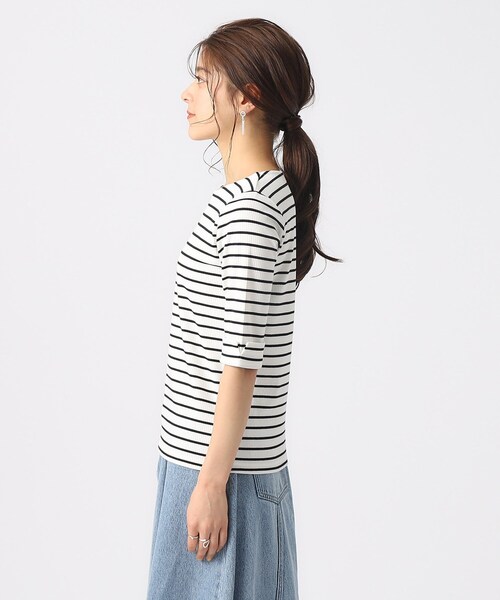 DRESKIP(ドレスキップ)の「◆一枚でもレイヤードでも お袖ロールアップ5分袖Tシャツ(Tシャツ/カットソー・レディース・ライトグレー/オフホワイト/ホワイト系5/ブラック・02/03/04)」の22枚目の写真
