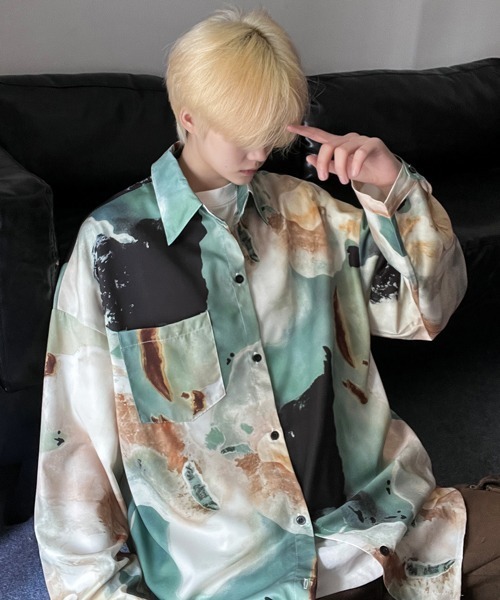 【セール】【FVLMEN】marble pattern longsleeve shirt/マーブル柄 ロングスリーブ シャツ（シャツ/ブラウス）｜FVLMEN（フルメン）