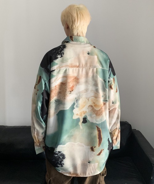 【セール】【FVLMEN】marble pattern longsleeve shirt/マーブル柄 ロングスリーブ シャツ（シャツ/ブラウス）｜FVLMEN（フルメン）