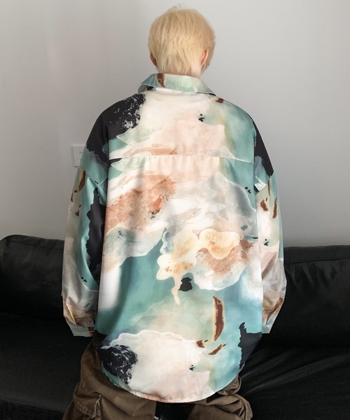 【セール】【FVLMEN】marble pattern longsleeve shirt/マーブル柄 ロングスリーブ シャツ（シャツ/ブラウス）｜FVLMEN（フルメン）