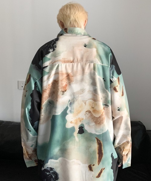 【セール】【FVLMEN】marble pattern longsleeve shirt/マーブル柄 ロングスリーブ シャツ（シャツ/ブラウス）｜FVLMEN（フルメン）