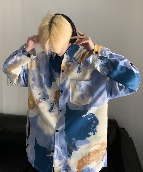 【セール】【FVLMEN】marble pattern longsleeve shirt/マーブル柄 ロングスリーブ シャツ（シャツ/ブラウス）｜FVLMEN（フルメン）