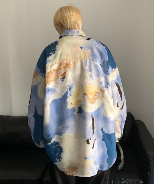 【セール】【FVLMEN】marble pattern longsleeve shirt/マーブル柄 ロングスリーブ シャツ（シャツ/ブラウス）｜FVLMEN（フルメン）