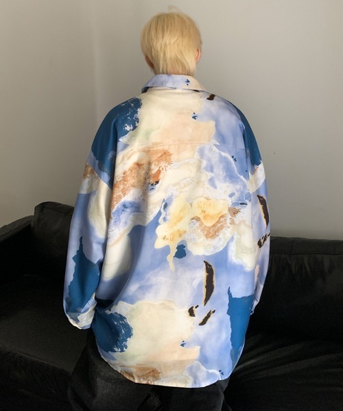 【セール】【FVLMEN】marble pattern longsleeve shirt/マーブル柄 ロングスリーブ シャツ（シャツ/ブラウス）｜FVLMEN（フルメン）