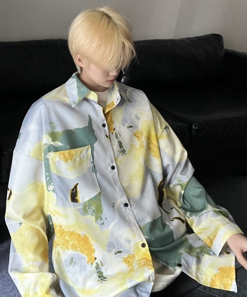 【セール】【FVLMEN】marble pattern longsleeve shirt/マーブル柄 ロングスリーブ シャツ（シャツ/ブラウス）｜FVLMEN（フルメン）