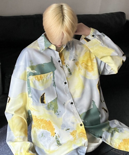 【セール】【FVLMEN】marble pattern longsleeve shirt/マーブル柄 ロングスリーブ シャツ（シャツ/ブラウス）｜FVLMEN（フルメン）