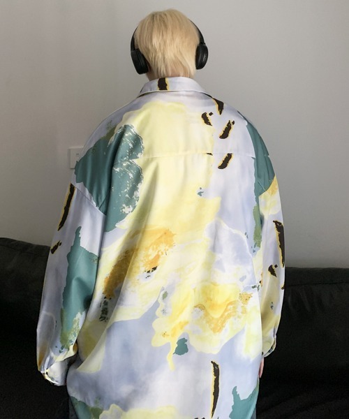 【セール】【FVLMEN】marble pattern longsleeve shirt/マーブル柄 ロングスリーブ シャツ（シャツ/ブラウス）｜FVLMEN（フルメン）