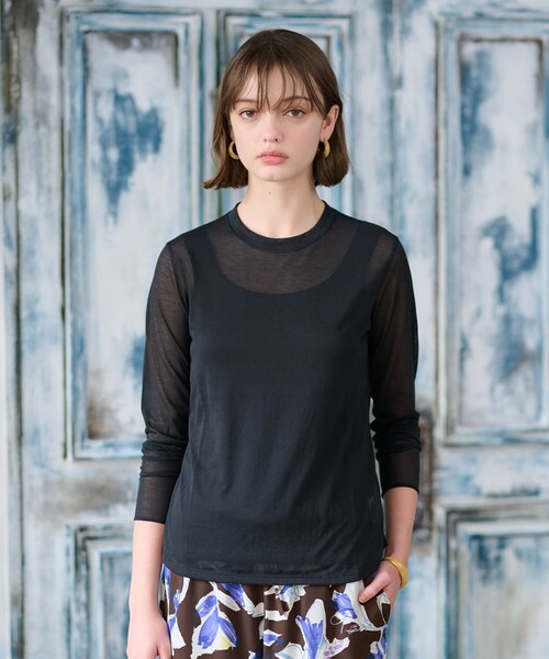 DRESSTERIOR(ドレステリア)の「◆シアープルオーバー(Tシャツ/カットソー・レディース・オフホワイト/ブラック/ライトグレー系9・40/38/36)」の2枚目の写真