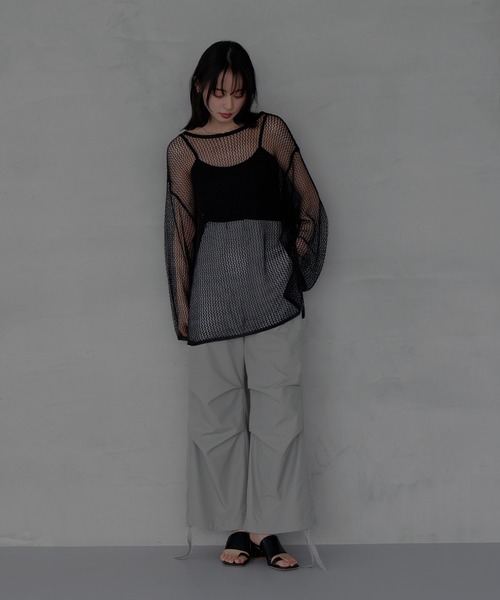 LIAN（リアン）の「カーゴパラシュートパンツ（カーゴパンツ・レディース・ブラック/チャコールグレー/ライトグレー/オフホワイト・FREE）」の13枚目の写真