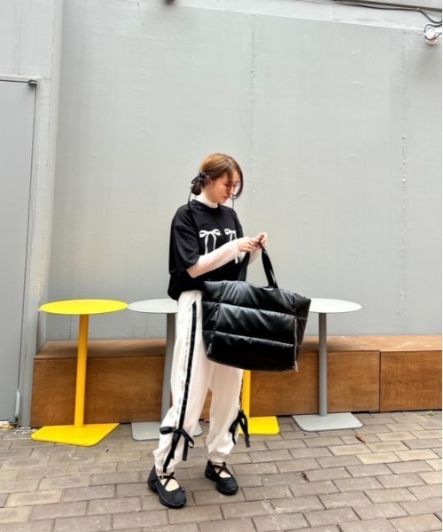 ipugo（イプゴ）の「ipugo/イプゴ サイドリボン スウェットパンツ（スウェットパンツ・レディース・ブラック/ホワイト・FREE）」の11枚目の写真