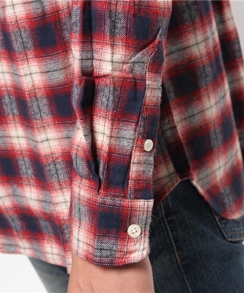 WEGO（ウィゴー）の「WEGO/オンブレチェックノーカラーシャツ　（シャツ/ブラウス・メンズ・ブラック系その他/レッド系その他・MEDIUM/LARGE）」の7枚目の写真