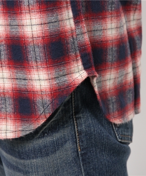 WEGO（ウィゴー）の「WEGO/オンブレチェックノーカラーシャツ　（シャツ/ブラウス・メンズ・ブラック系その他/レッド系その他・MEDIUM/LARGE）」の9枚目の写真